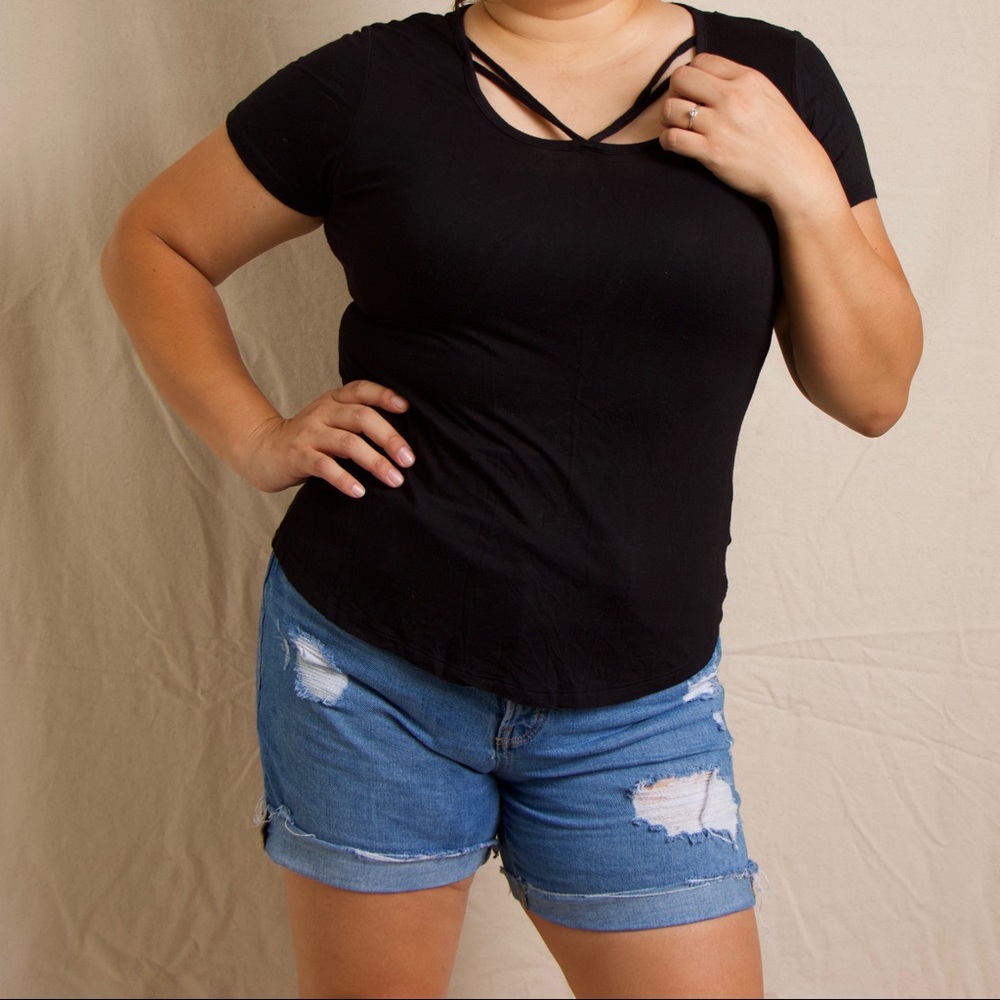 Glitz XL black strappy t-shirt
